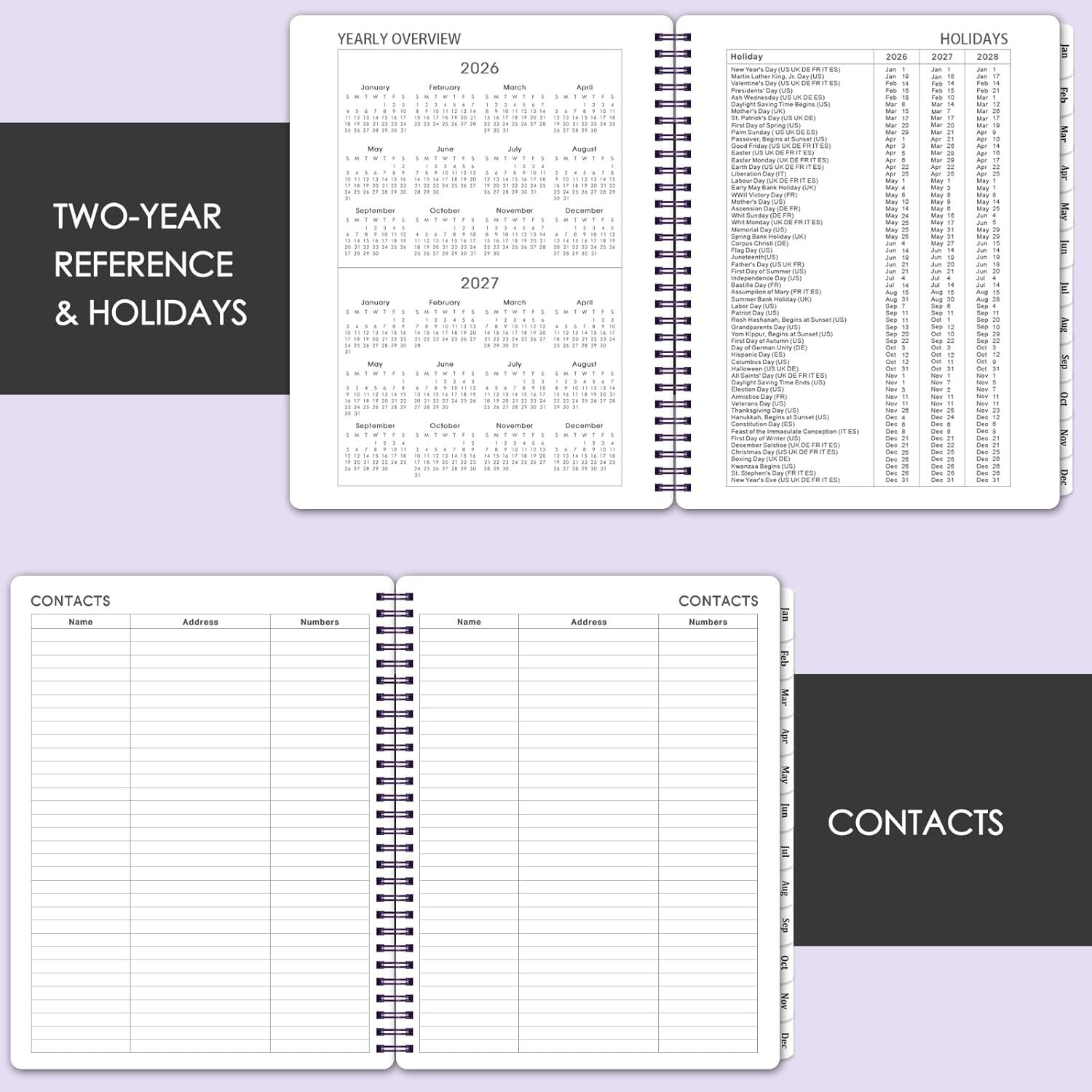Elegant 2026 Planner – Weekly & Monthly Calendar with Waterproof Cover, 8”x10”