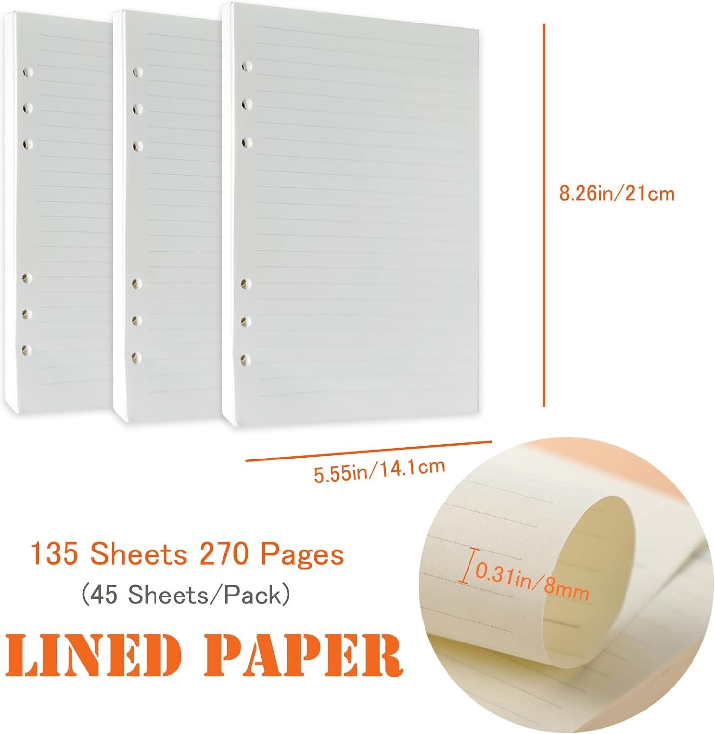 DY.2ten Refillable A5 Notebook Set, 3 Pack Lined Refill Paper