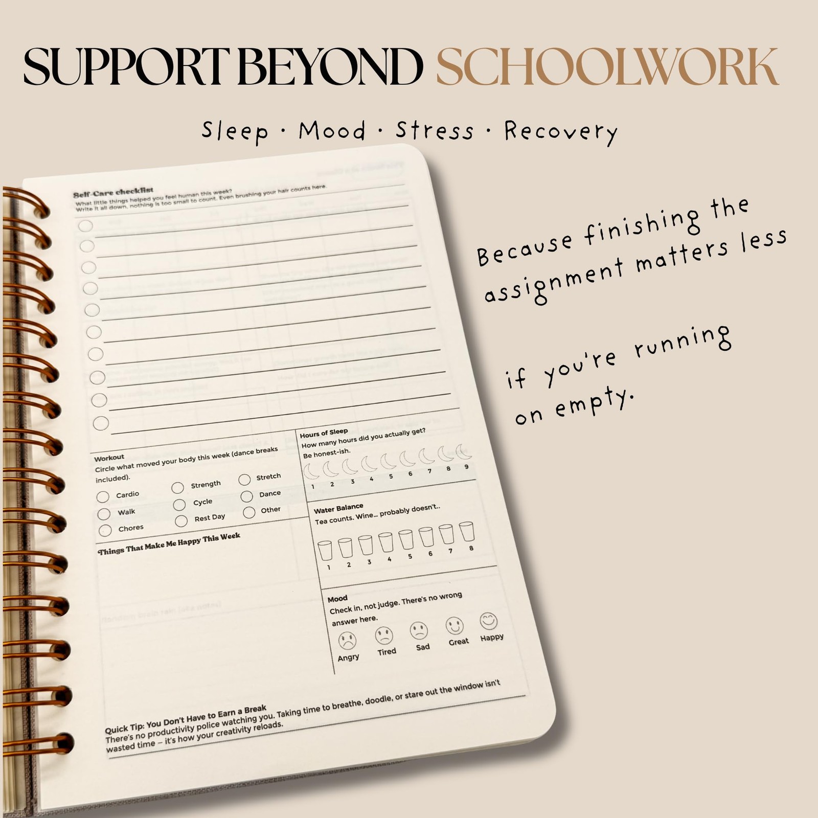 ADHD Student Planner – Undated A5 Study Letter (8.5 x 6.5 inches), Neutral