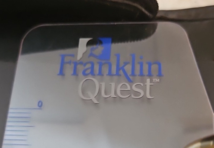 VTG Franklin Quest 11.5″ Black Leather 7-Ring Binder Organizer Handles Straps