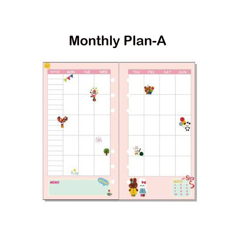 A5/A6 Size Planner Diary Insert Refill NoteBook Schedule Organiser Plan Paper 40
