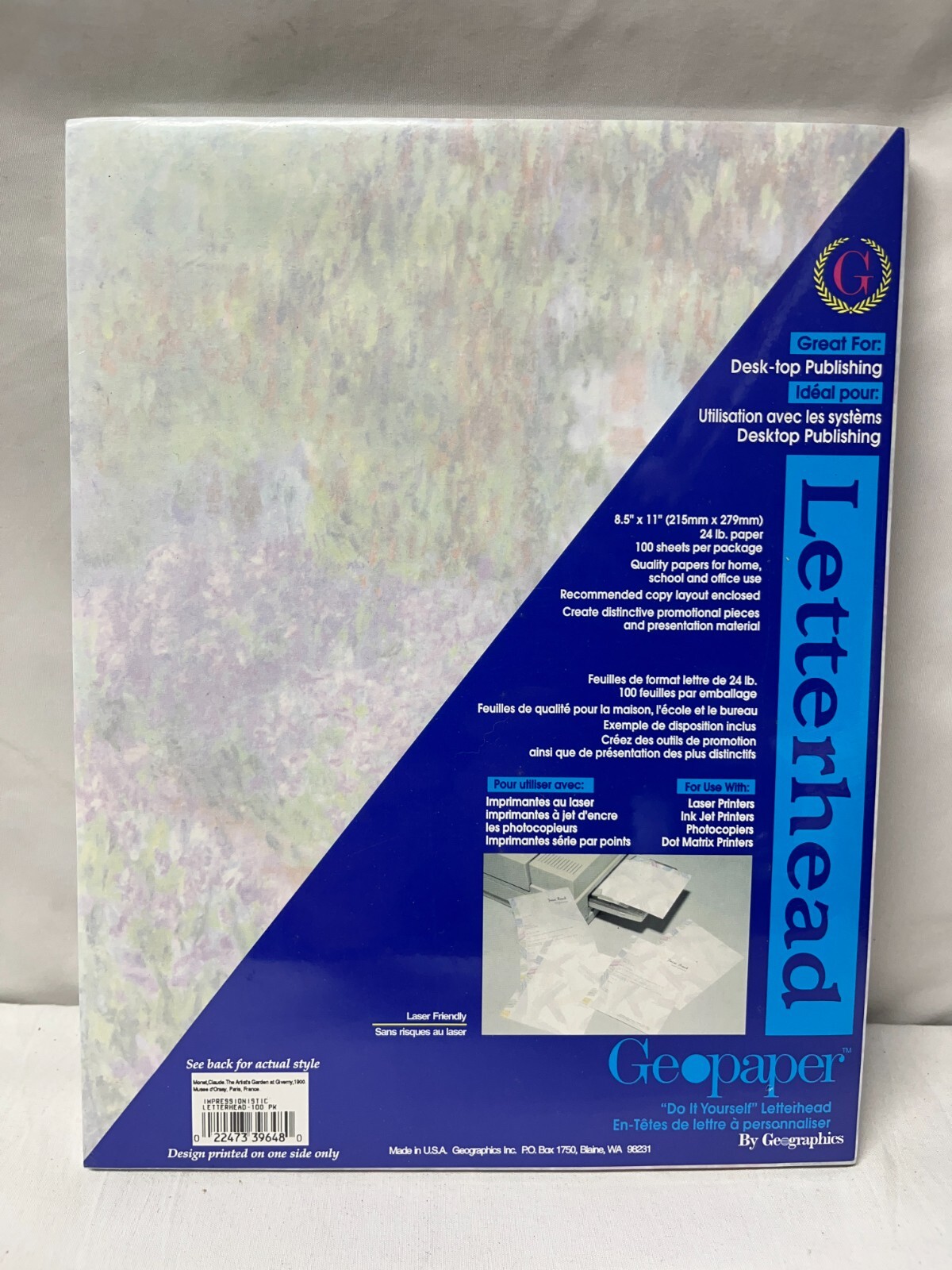 Letterhead paper By Geographics Impressionistic 100X 8 1/2 X 11 New