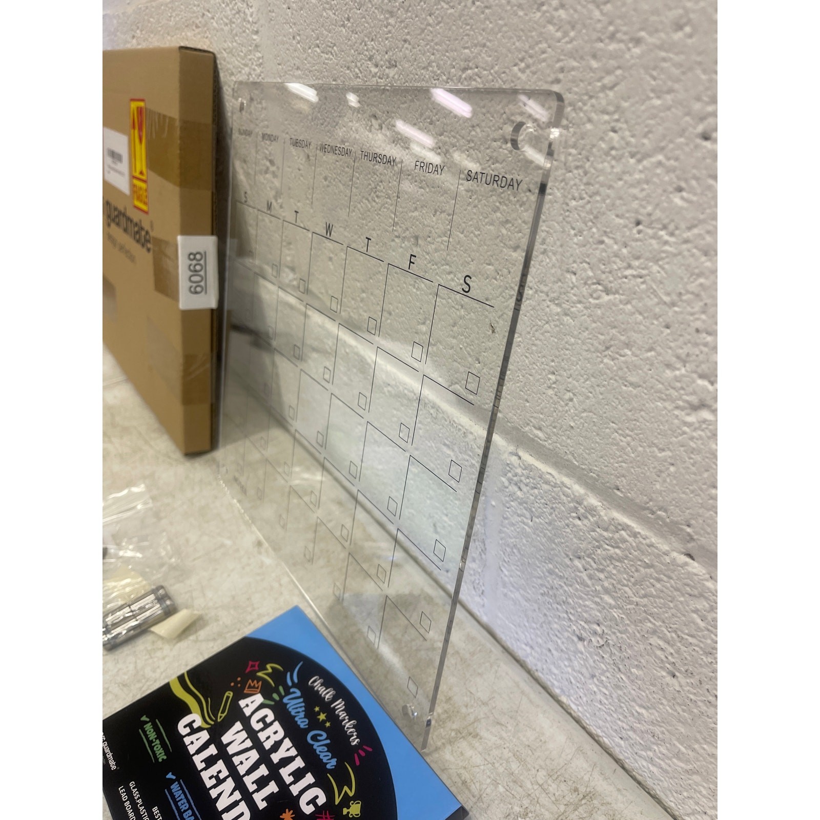 12″ X 12″ Guardmate Acrylic Wall Calendar Clear Calendar Whiteboard