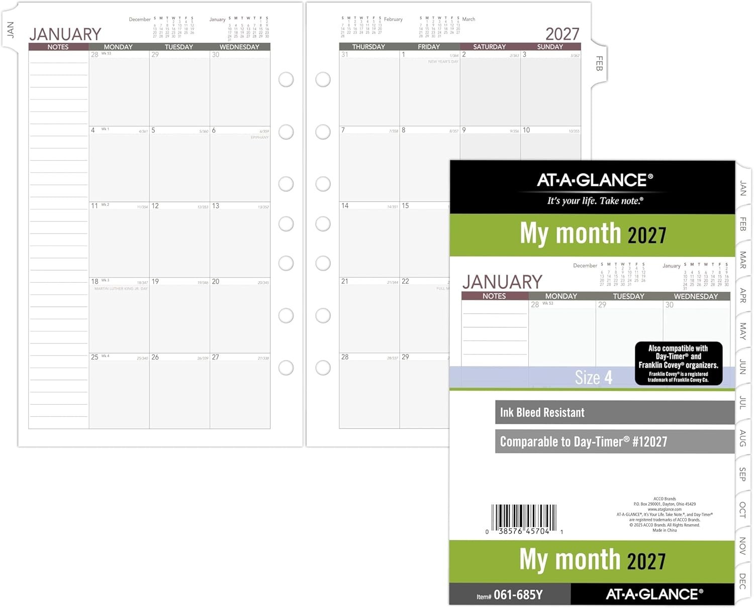 AT-A-GLANCE 2026 Planner Refill, Monthly, 5-1/2″ x 8-1/2″, Desk Size 4, Loose.