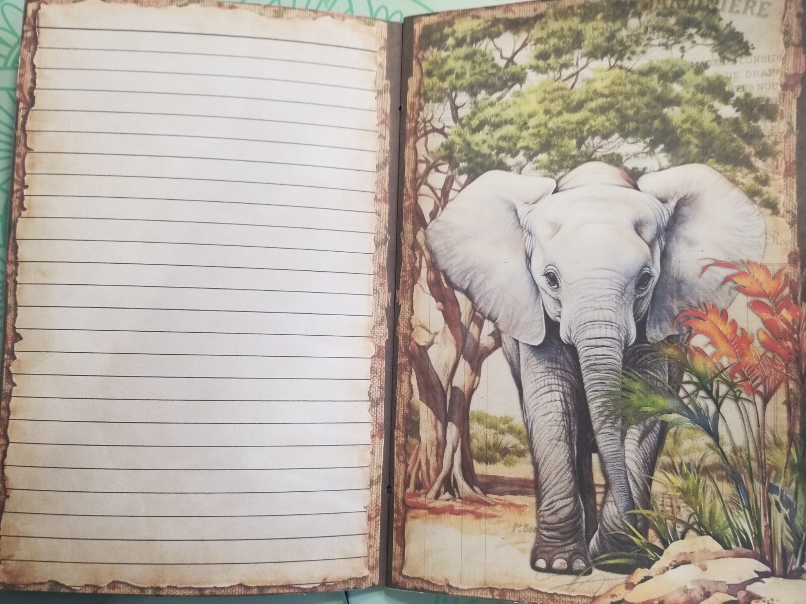 Junk Journal Blank Booklet “WILD KINGDOM” Nature HANDMADE LG 8.5″x5.5″ 40pg