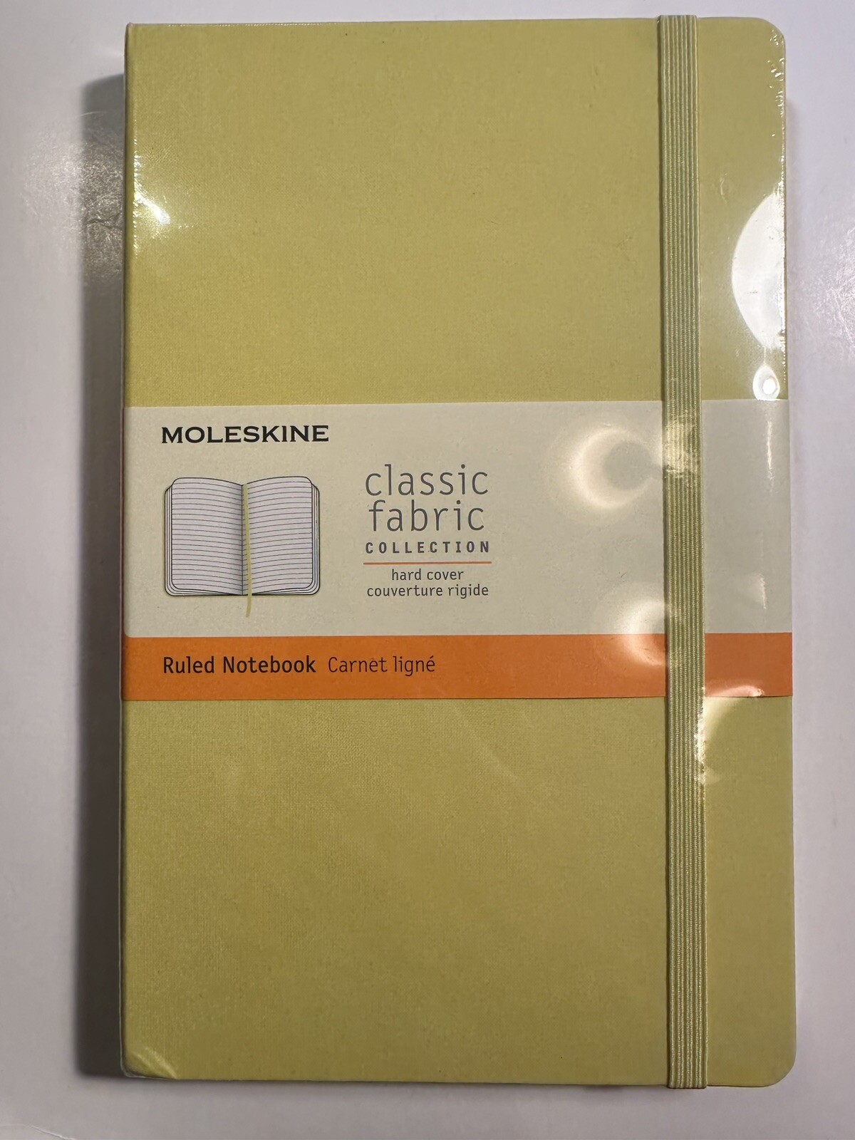 Moleskine YELLOW lined hardcover classic fabric notebook, 5 X 8.25 New Wrapped
