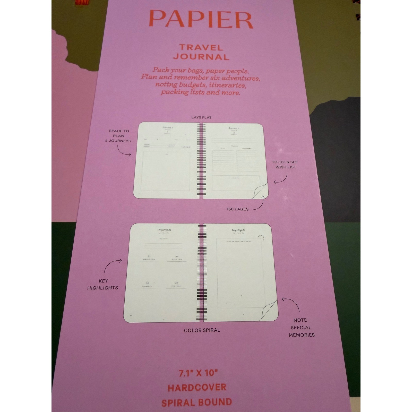 Papier Travel Journal My Adventures Journey Hardcover Spiral Bound 150 Pages