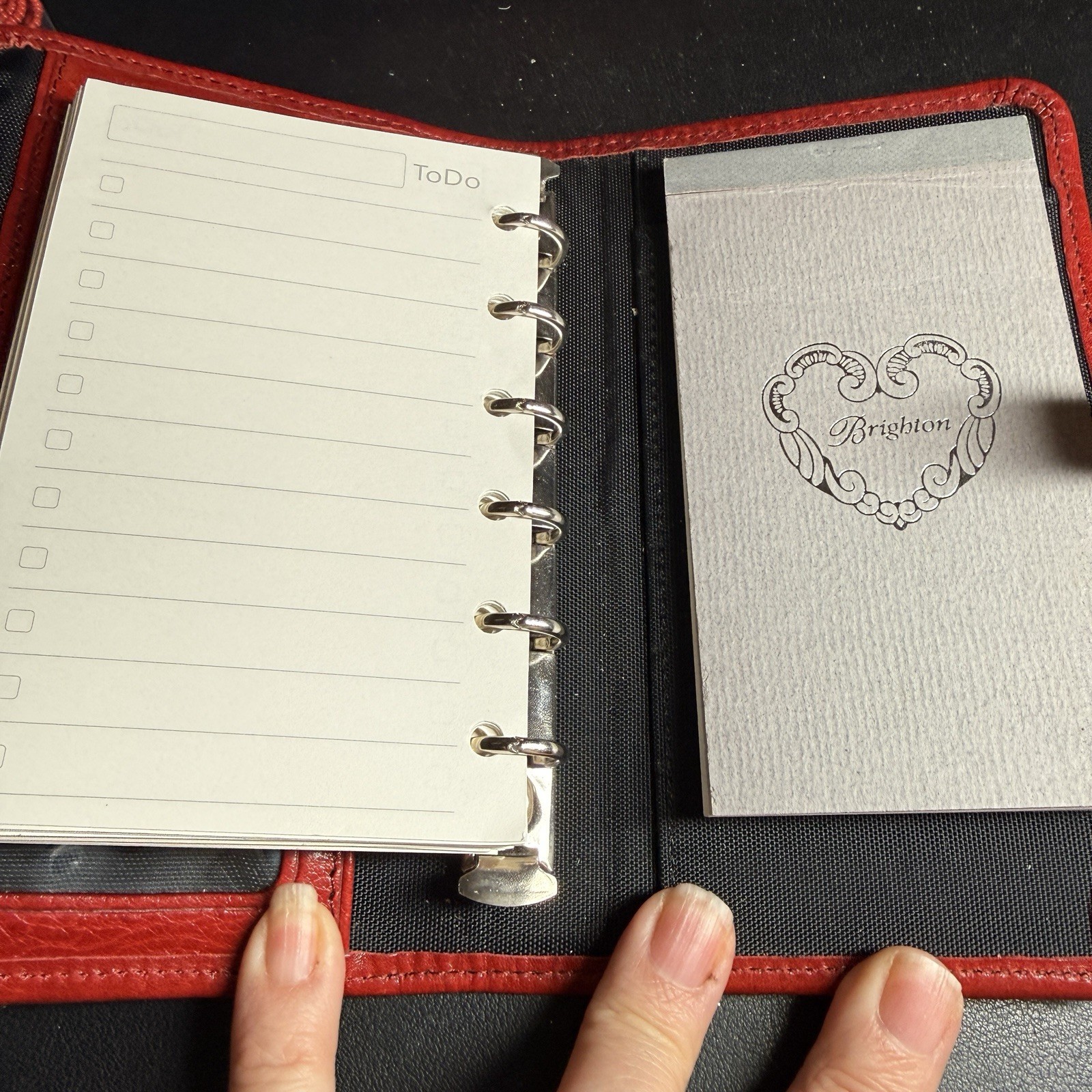 Vintage BRIGHTON Personal Organizer Planner Ravishing Red Leather 6 5/8”x 4 1/4″