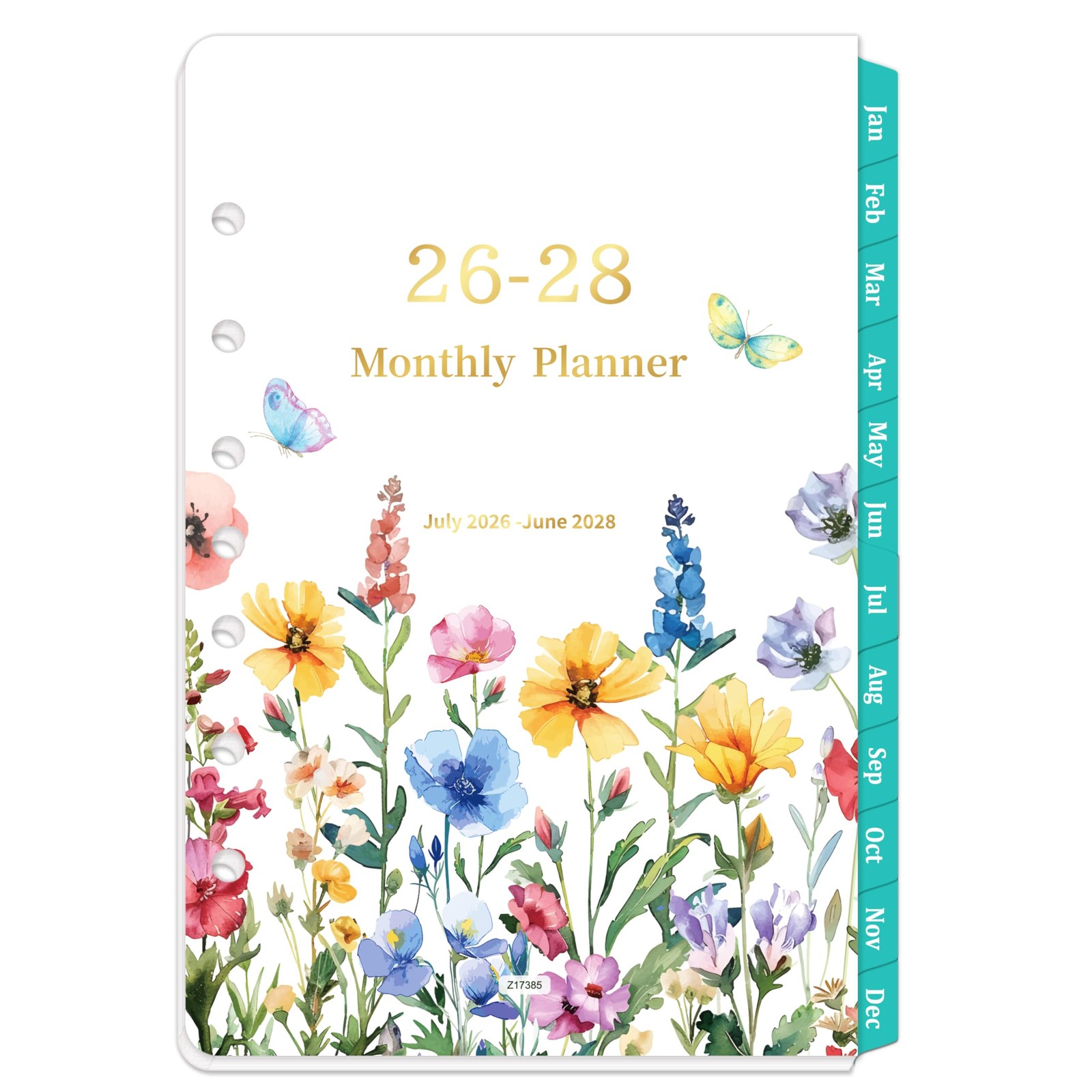 2026-2028 Monthly Planner Refill – 7-Hole Punched, A5 A5, Red and Yellow