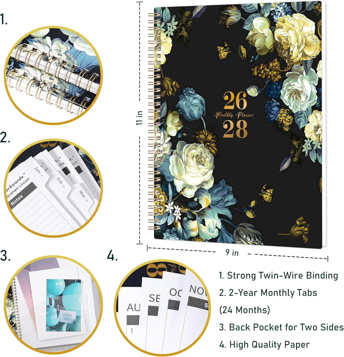 Monthly Planner 2026-2028 – 2 Year Planner 2026-2028, JUL. 2026 – JUN. 2028, 9”