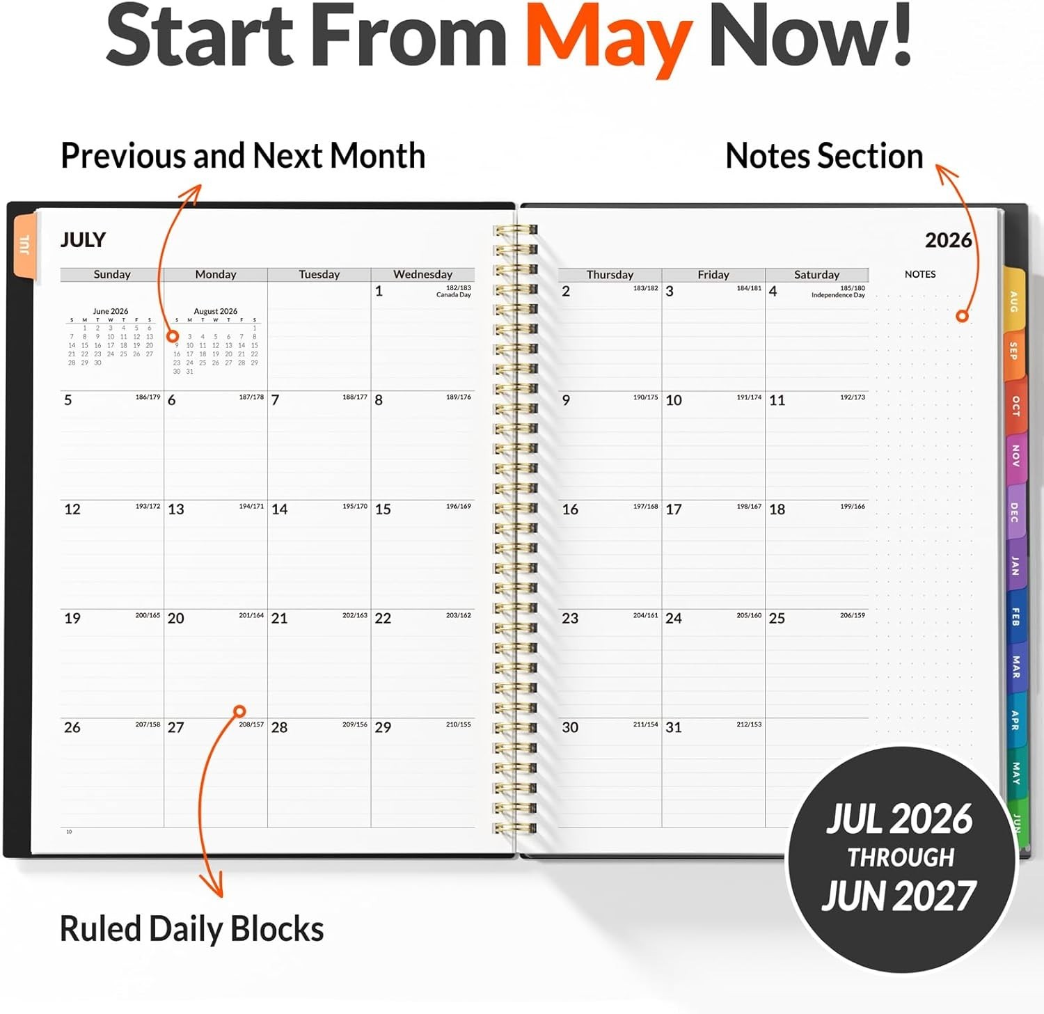 2026-2027 Appointment Book Weekly Monthly Planner Black 8.5×11 Flexible Cover