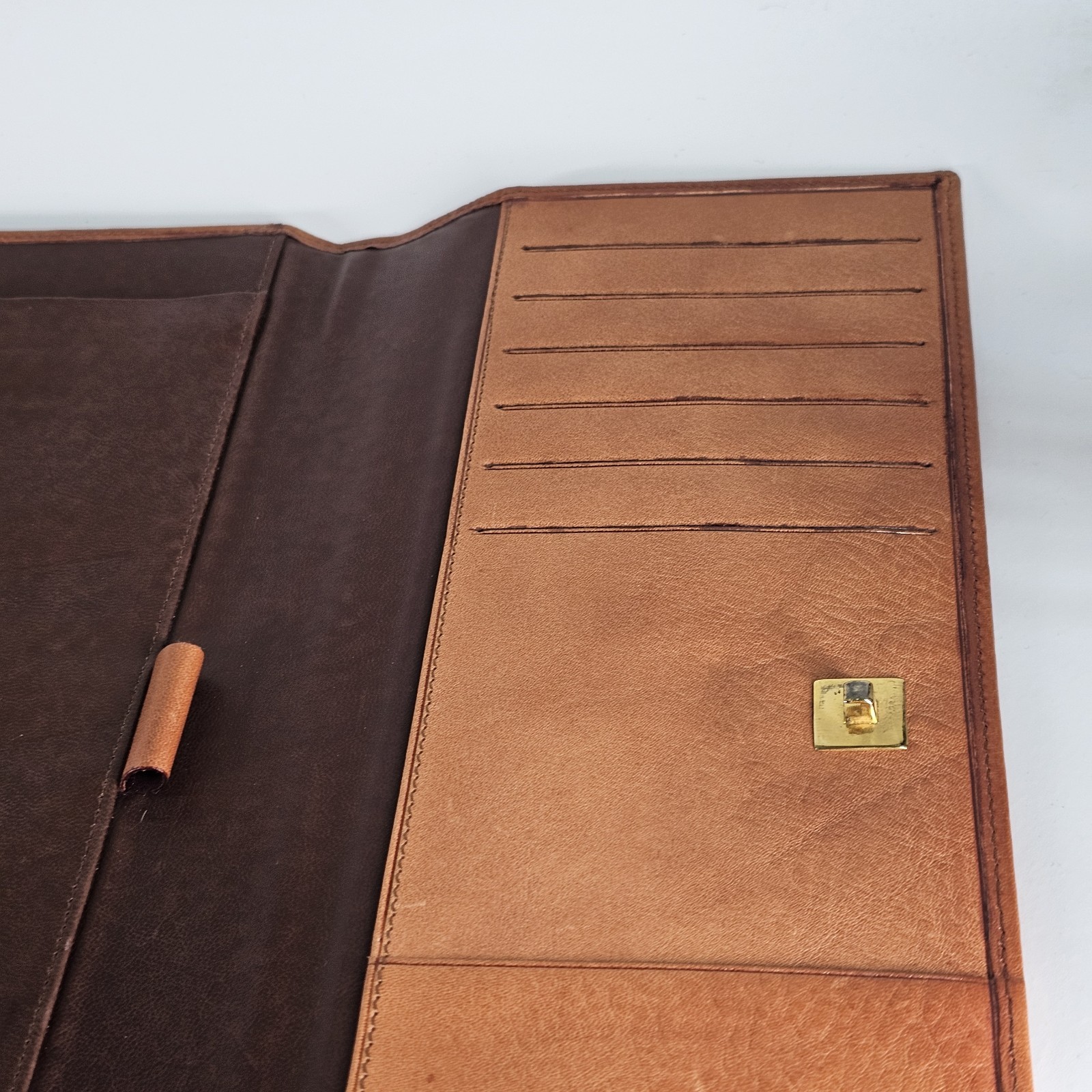 Laipe Leather Portfolio 4 Ring Binder Tan Lawyer Formal Document Note Pad Italy