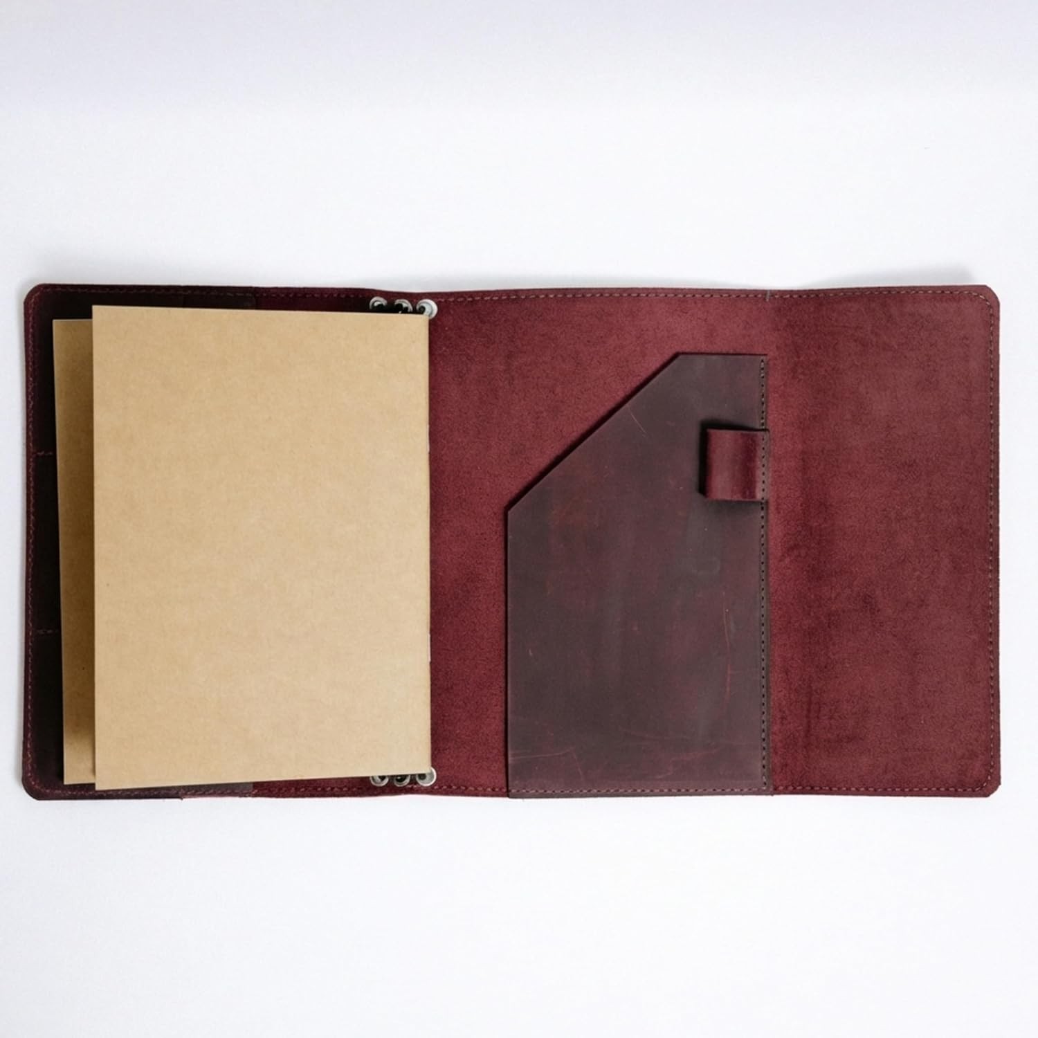 Leather A5 Notebook Cover Refillable Journal Case with Elastic Bands Pen Holder