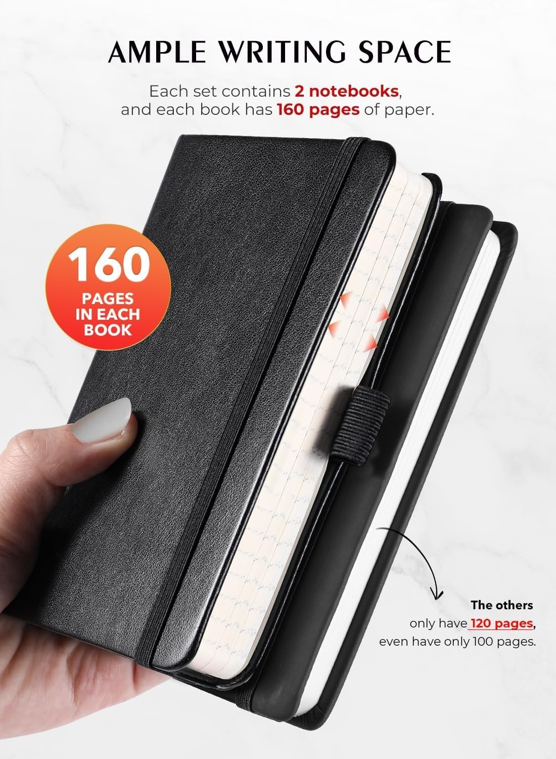 Elegant Black Pocket Notebook Set – Business, Study & Travel Companion, 2 Count