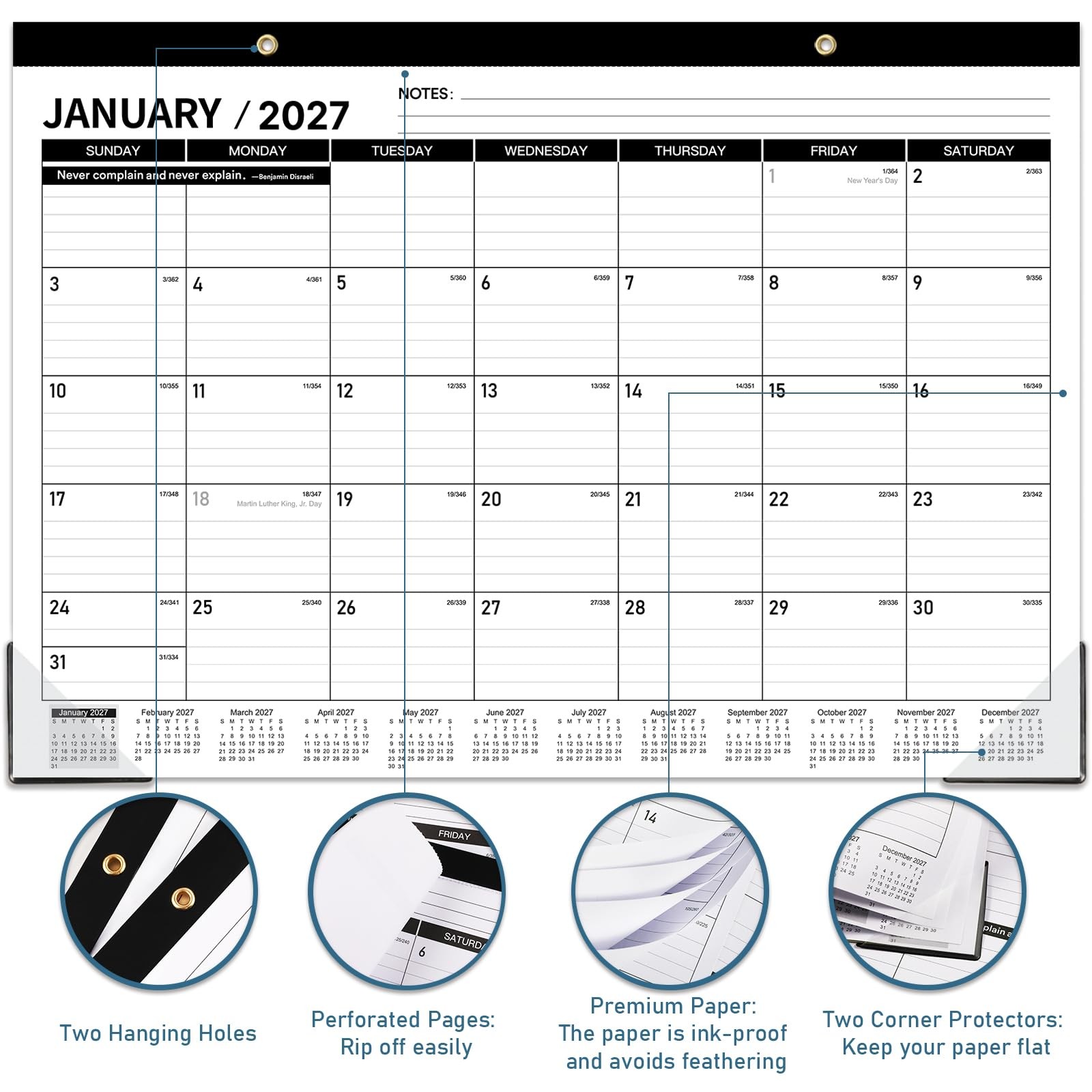 Desk Calendar 2026-2027 – JUL. 2026 – DEC 2027, 18 17″ x 12″, Multicolored