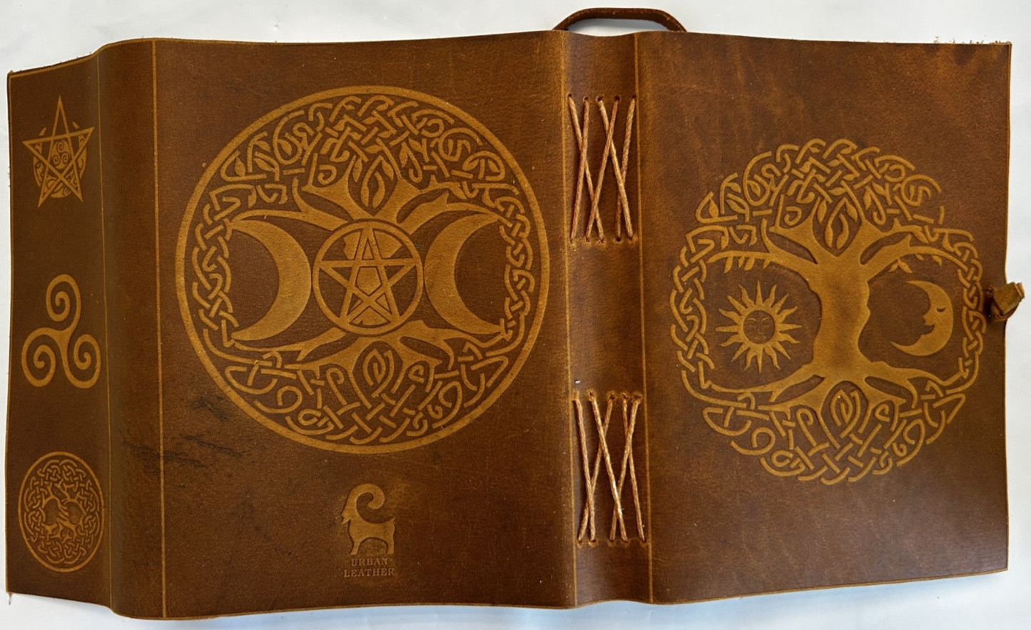 2-Pack Handcrafted Genuine Leather Diary Journal Notebook SUN-MOON Tan 110-page
