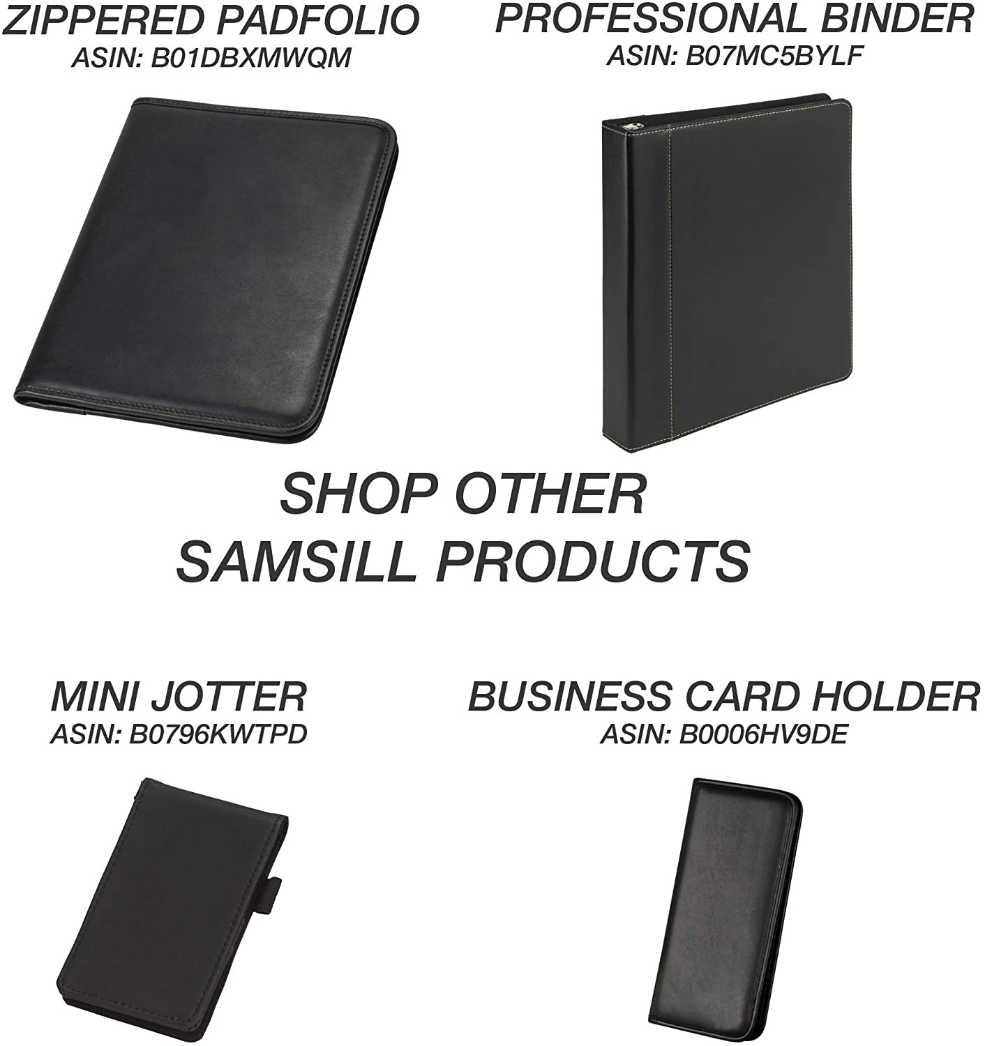 Faux-Leather Mini Padfolio 5″x8″ Writing Pad Professional Organizer Black