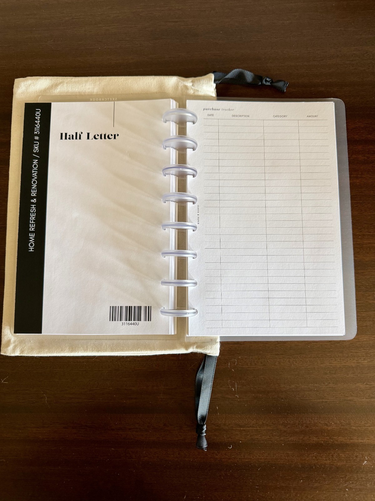 Cloth & Paper Half Letter Size Planner, 8 Disc