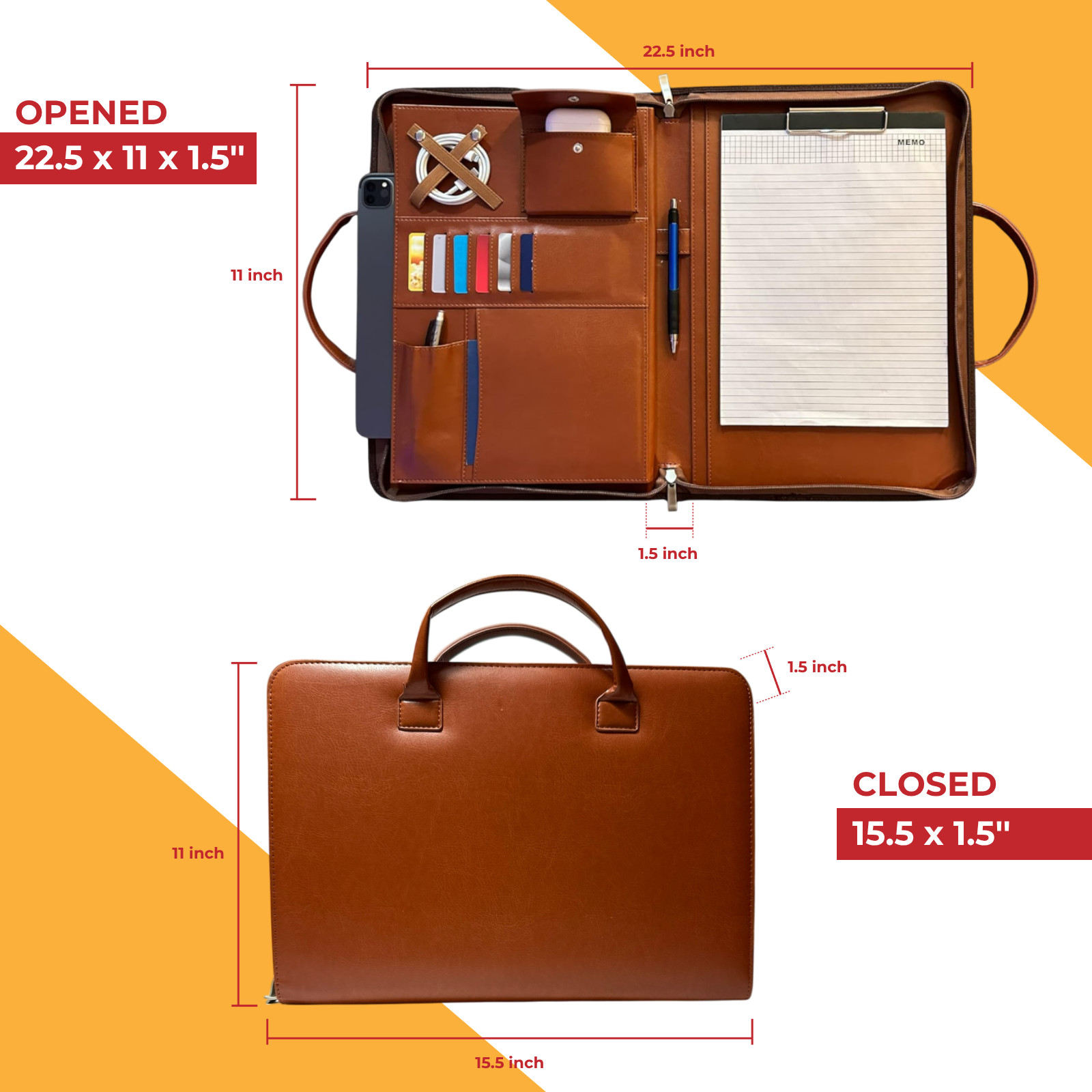 Leather Portfolio with Handles – Professional Business Padfolio Organizer