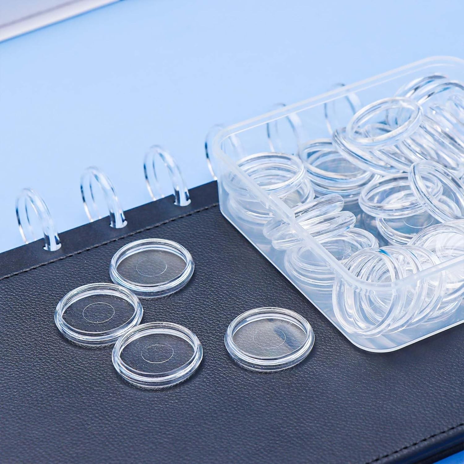 50pcs Discbound Discs 1.1″ Planner Disc Clear Plastic Expansion Discs for DIY Bi