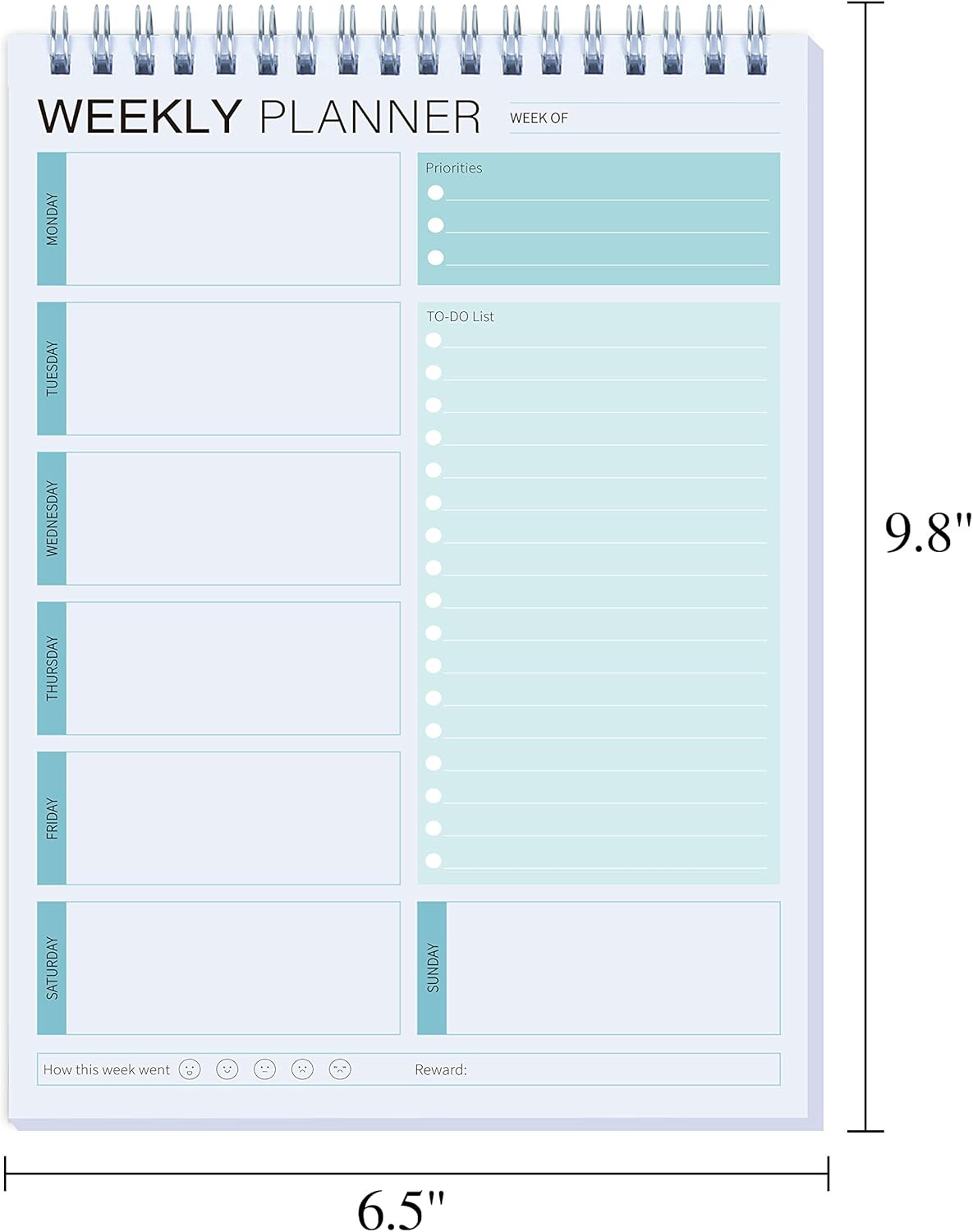 Weekly Planner Notepad,Spiral to Do List Undated Planning Pad, Weekly Organizer