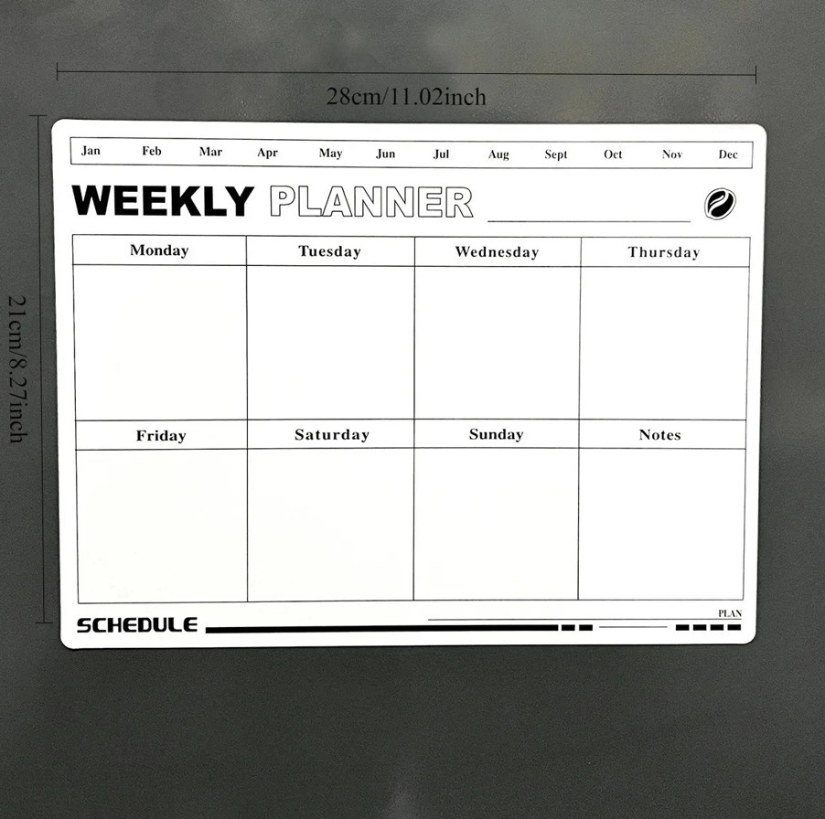 1pc Magnetic Monthly Weekly Planner Fridge Calendar Message Board – note sticker