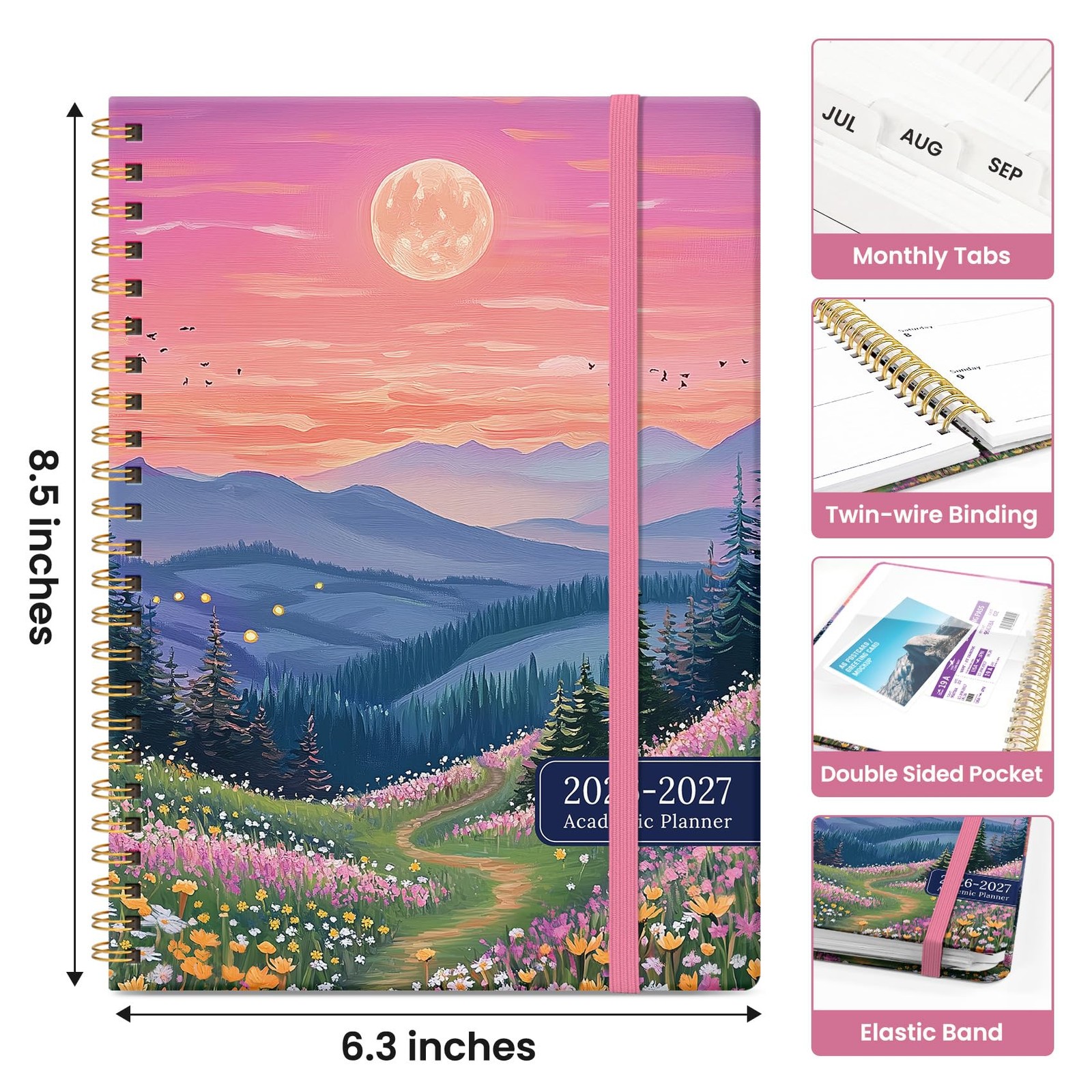 Planner 2026-2027, Academic Monthly and (6.3″x8.5″)a5, M-Dreamscape Hills