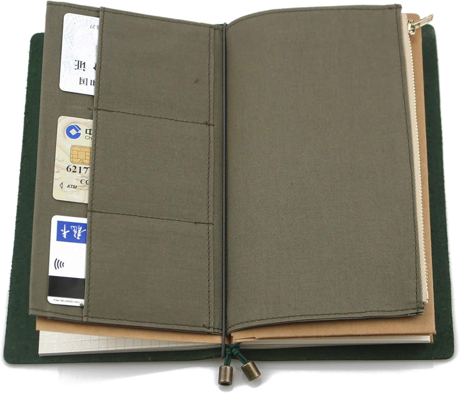 Standard Travelers Notebook Wallet Insert Pocket with 2 Elastic Bands,1 Canva…