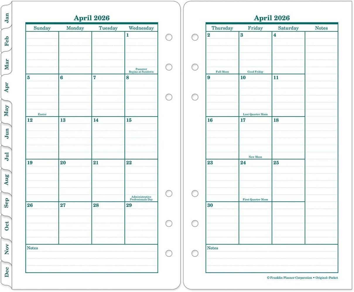 2026 Planner Refill | Polyurethane Cover, 3.5 X 6 Inches