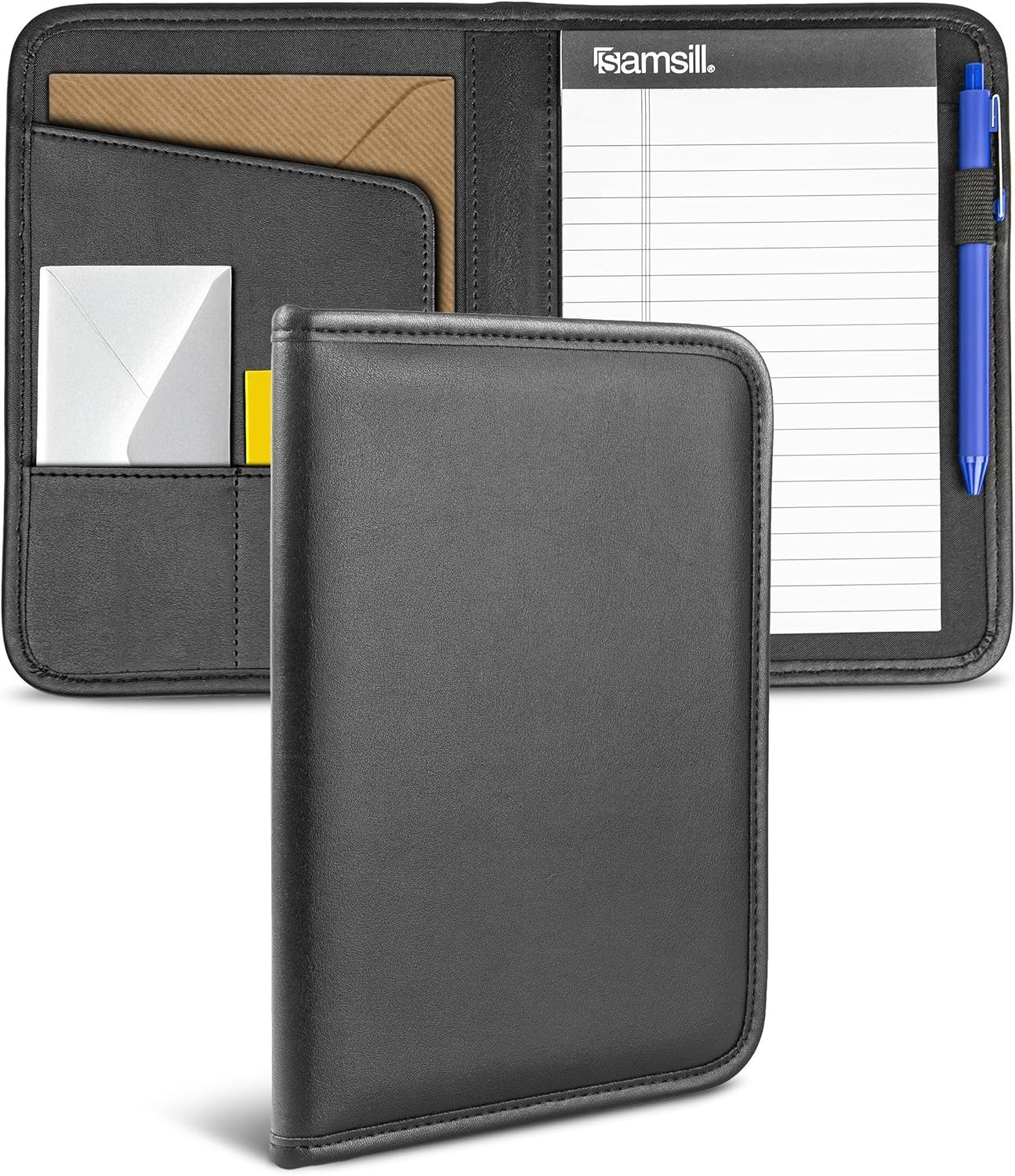 Professional Padfolio, Faux-Leather Mini Portfolio, with 5 x 8 Writing Pad, B…
