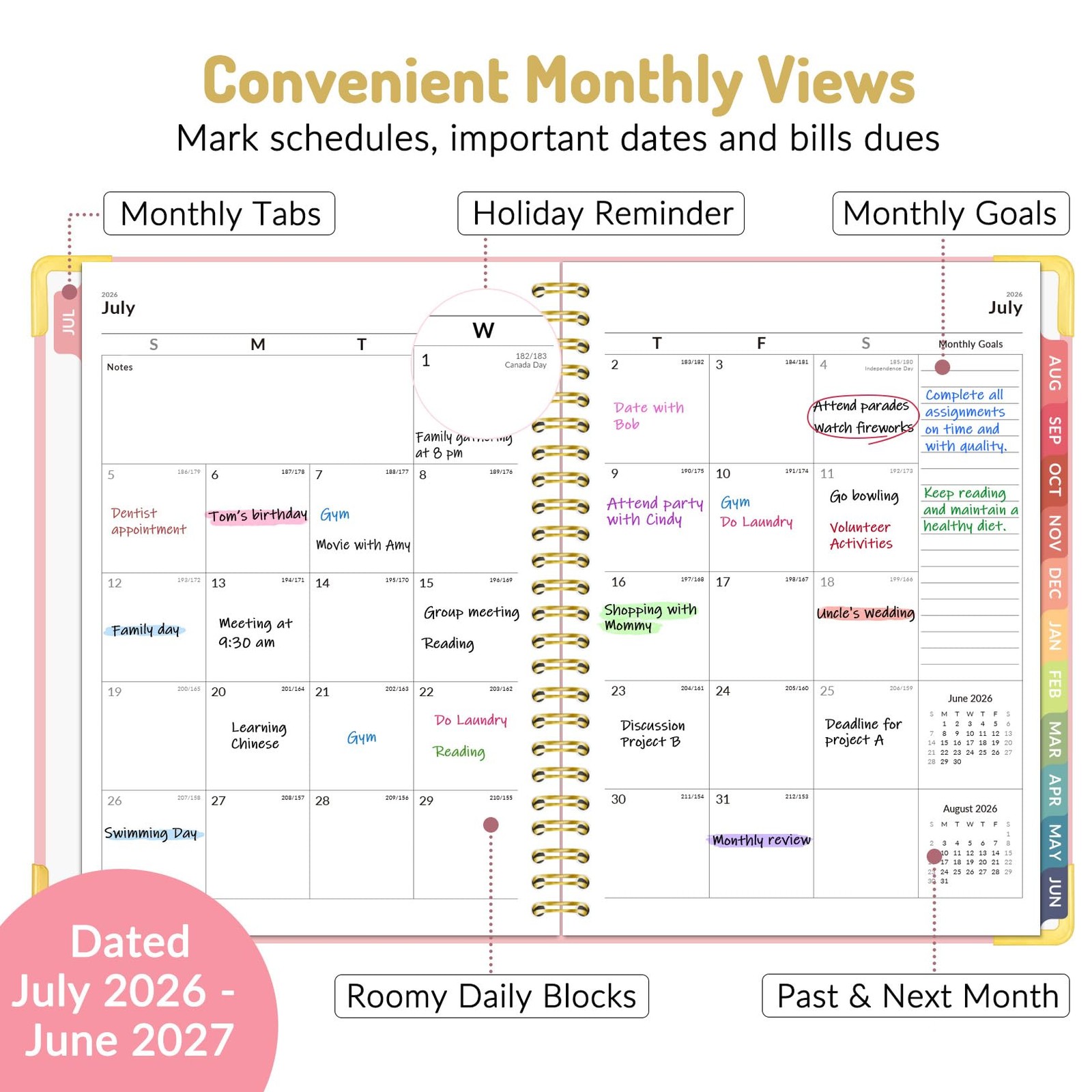 Academic Planner 20262027, Hardcover Calendar Planner Weekly & Monthly, July …