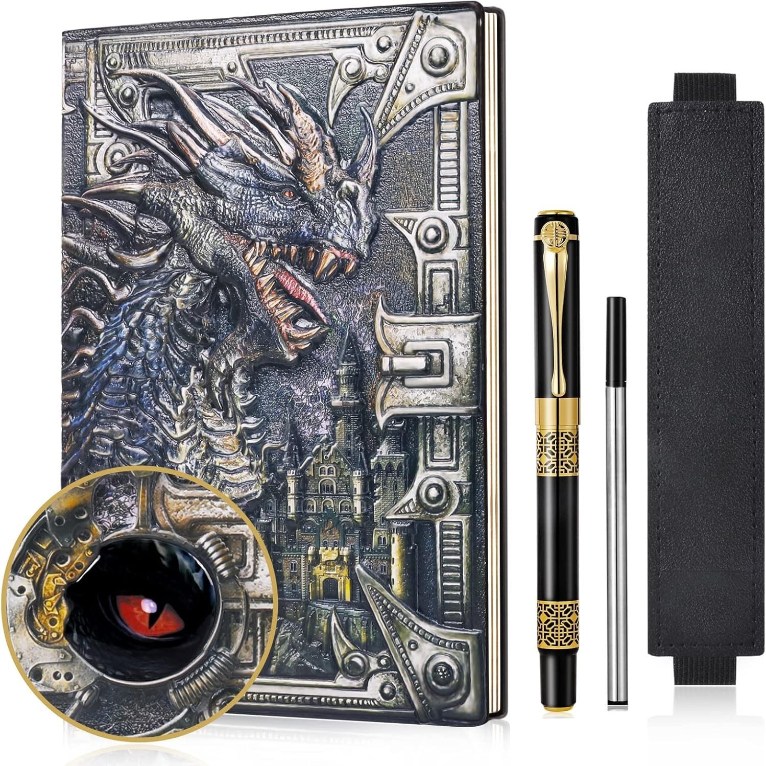 200-Page Vintage Dragon Journal – Handmade Fantasy Writing Notebook
