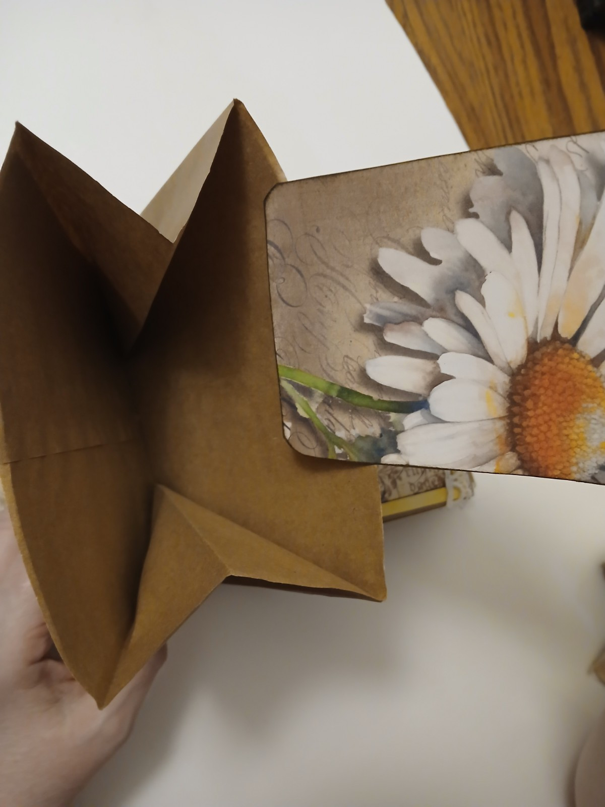 Handmade Daisy Summer Unique Paper Lunch Bag Junk Journal Ooak