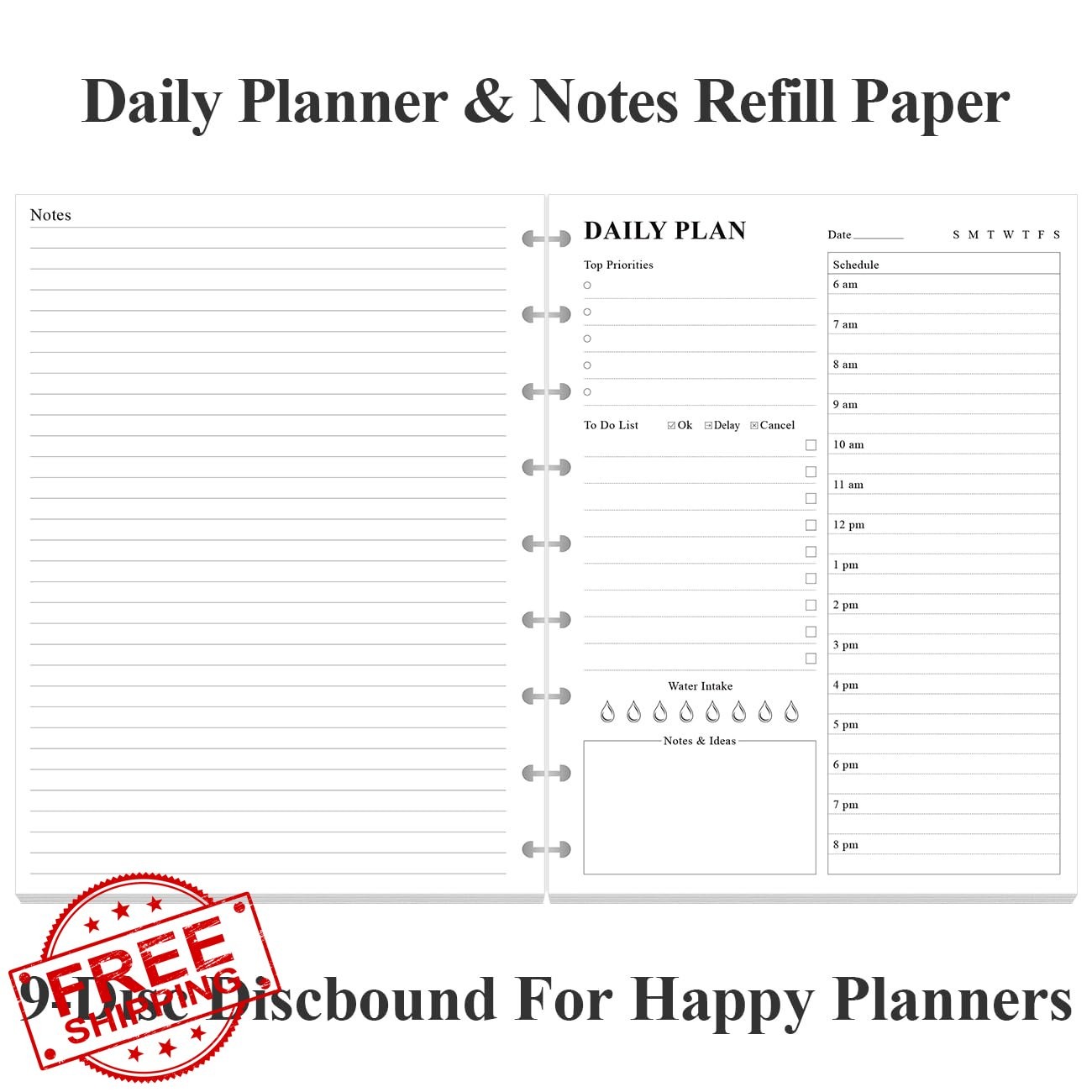 Yaridar Daily Planner Refill Paper 100 Sheets 7″x9.25″