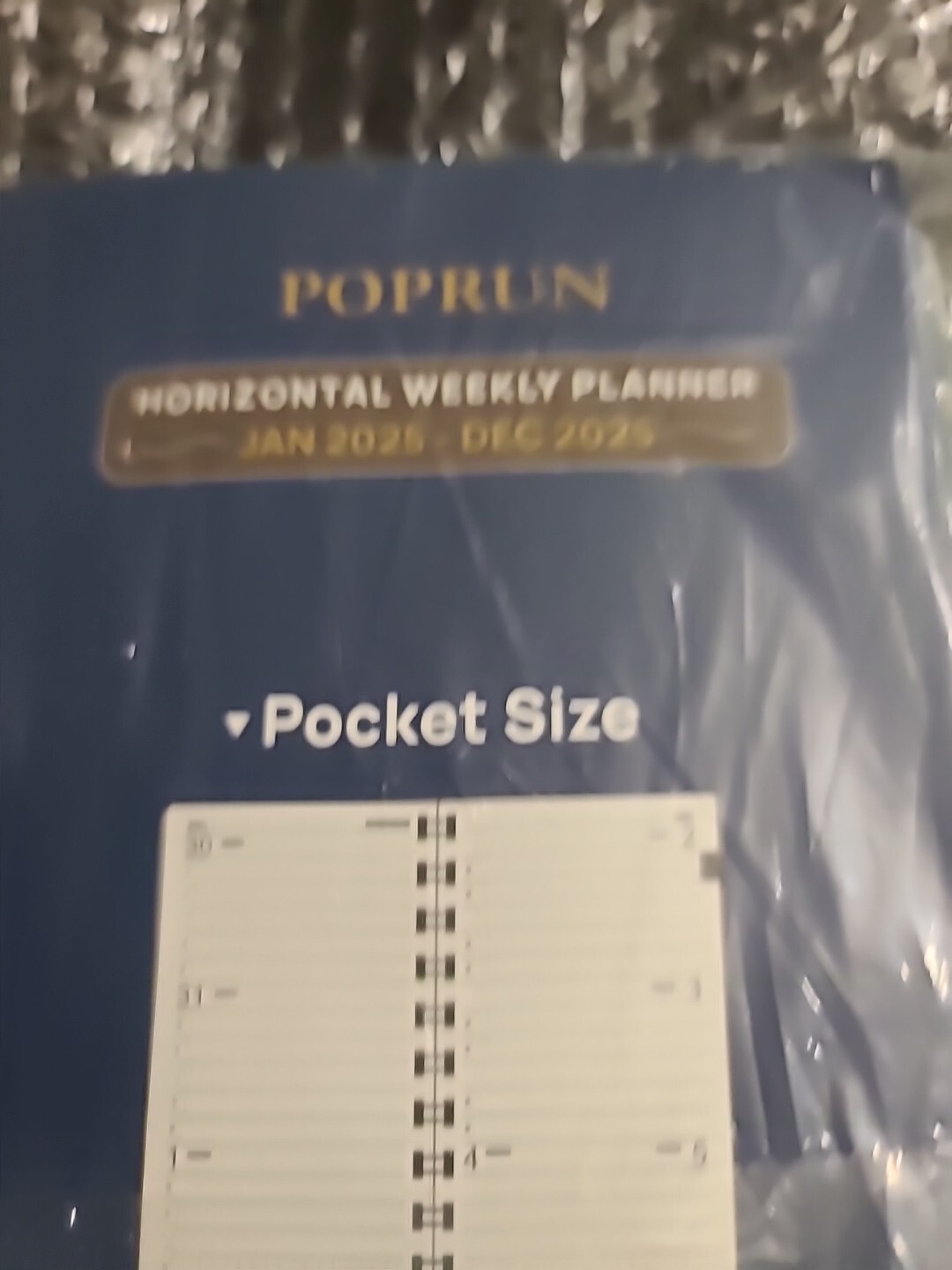 Jan25 Dec25Horizontal Weekly Planner Poprun 3.5″ x 6.5″ Hardcover Blue Pocket Sz
