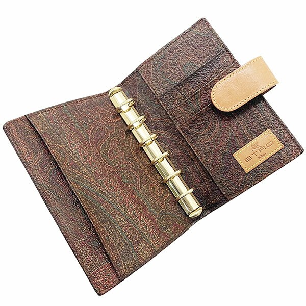 ■Authentic Etro Paisley Notebook Cover, PVC Leather, Multicolor Brown Tones,