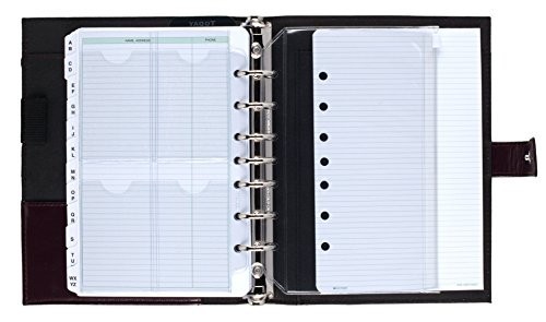 Slim Leather Planner Starter Set, Undated 7-Ring Desk Organizer, 5.5×8.5 Inches,