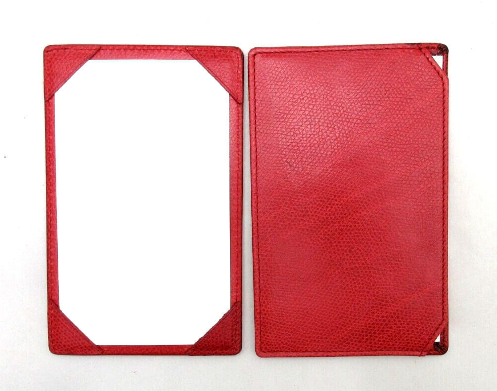 Leather Jotter Notepad 3×5″ Personal Pocket Refillable with 24 Cards RED
