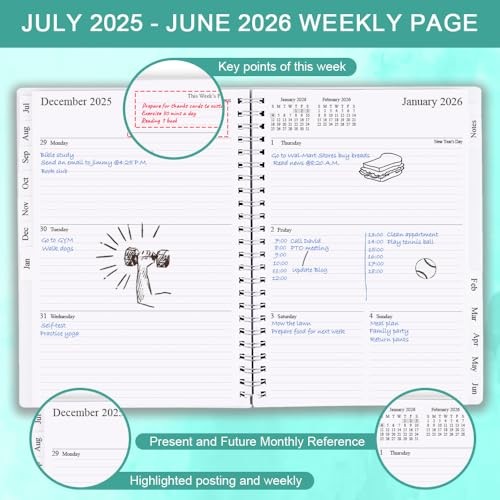 2025-2026 Weekly & Monthly Planner – 2025-2026 Planner from 6.5″ x 8.5″ Teal