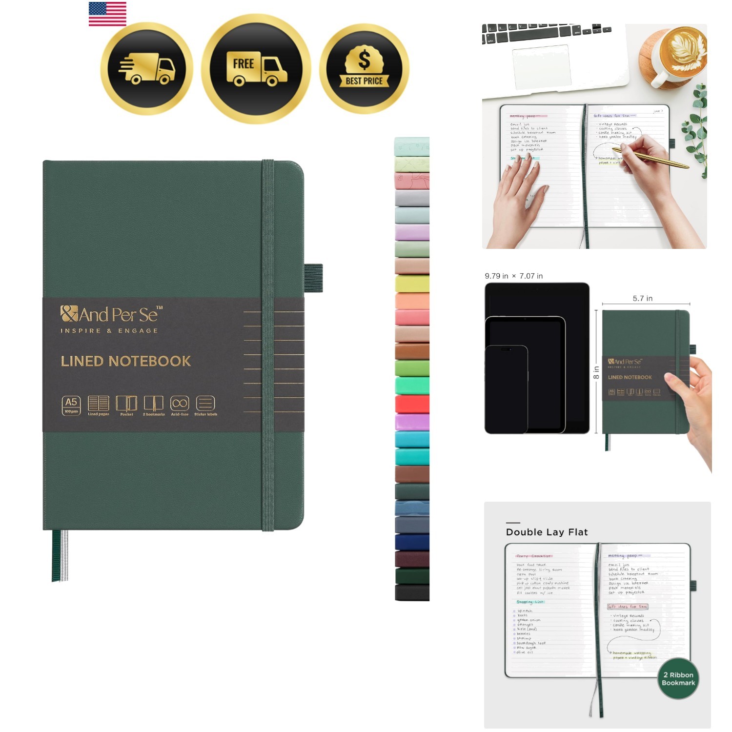 Lined Journal Notebook, 160 Pages, A5 5.7 x 8 inches College Ruled Thick Pape…