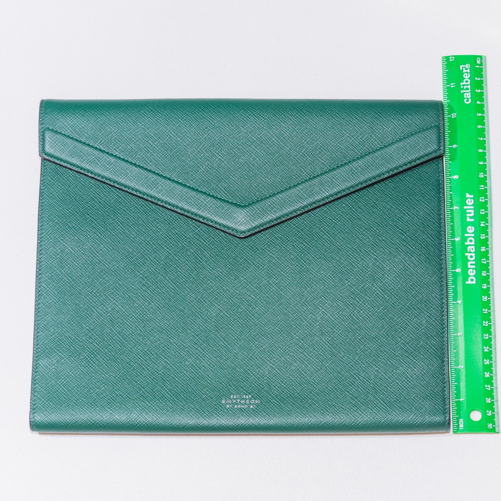 New Smythson Green Leather Panama A4 Writing Zipper Folder Portfolio