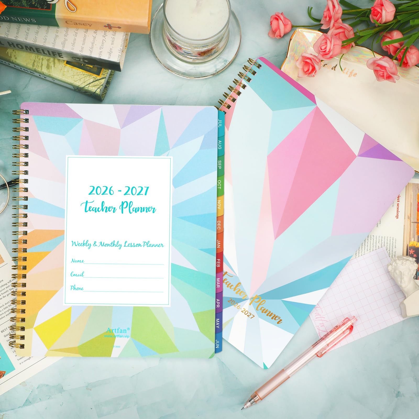 Teacher Planner 2026-2027 – Lesson 9″ x 11″, Blue and Purple