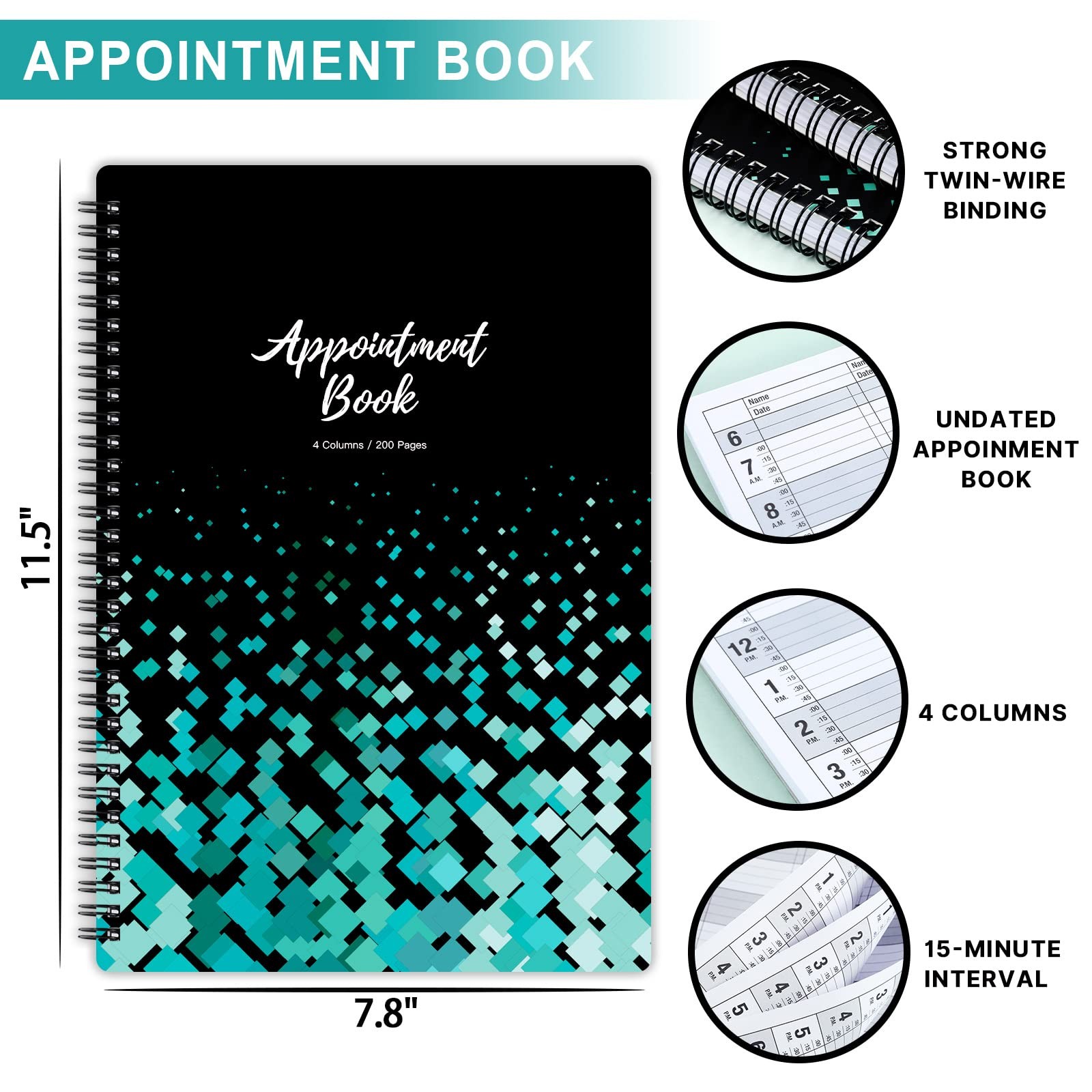 Appointment Book – Undated Salon Appointment Book, Daily＆Hourly Schedule Book…