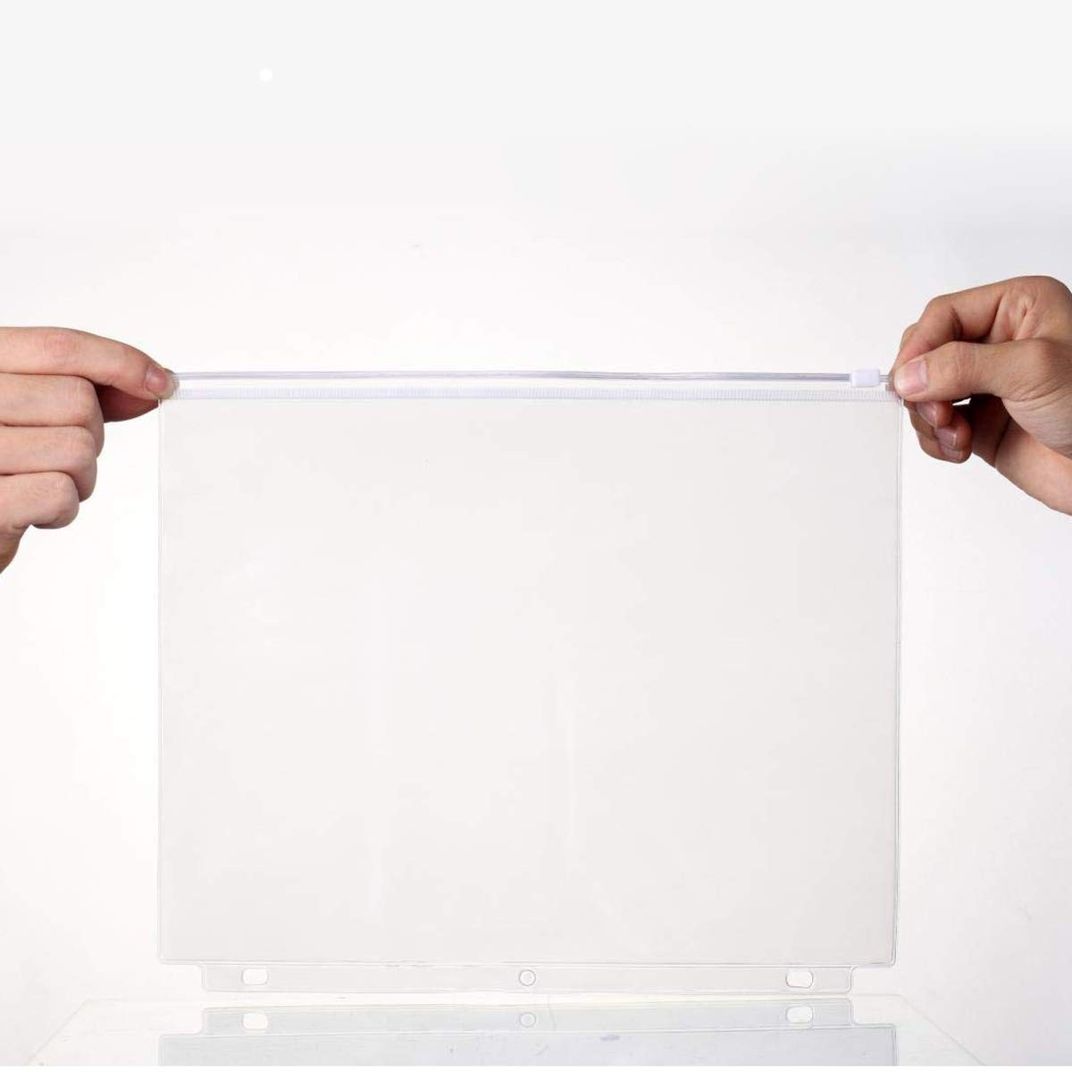 15Pack 3 Holes Clear PVC Zipper Binder Pocket Insert Pages 8.5″x11″ Storage Bags