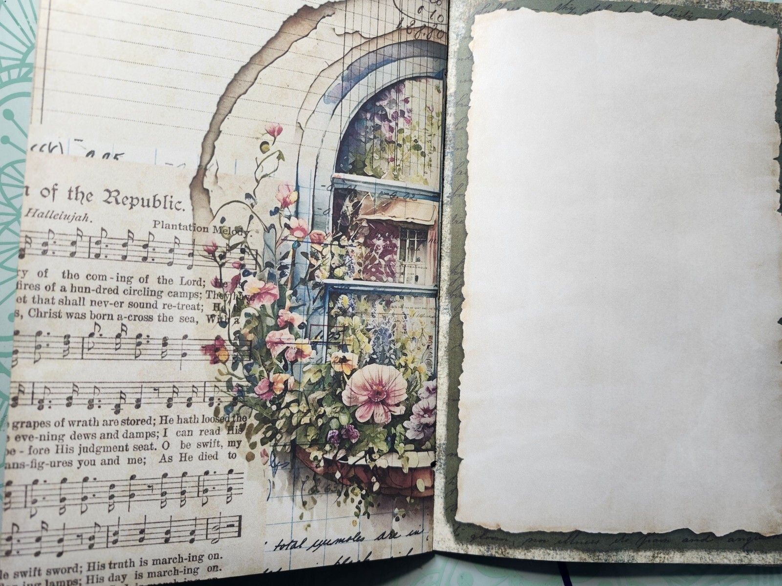 Junk Journal BOOKLET “FLORAL WINDOWS 2” HANDMADE Flowers, European Architecture