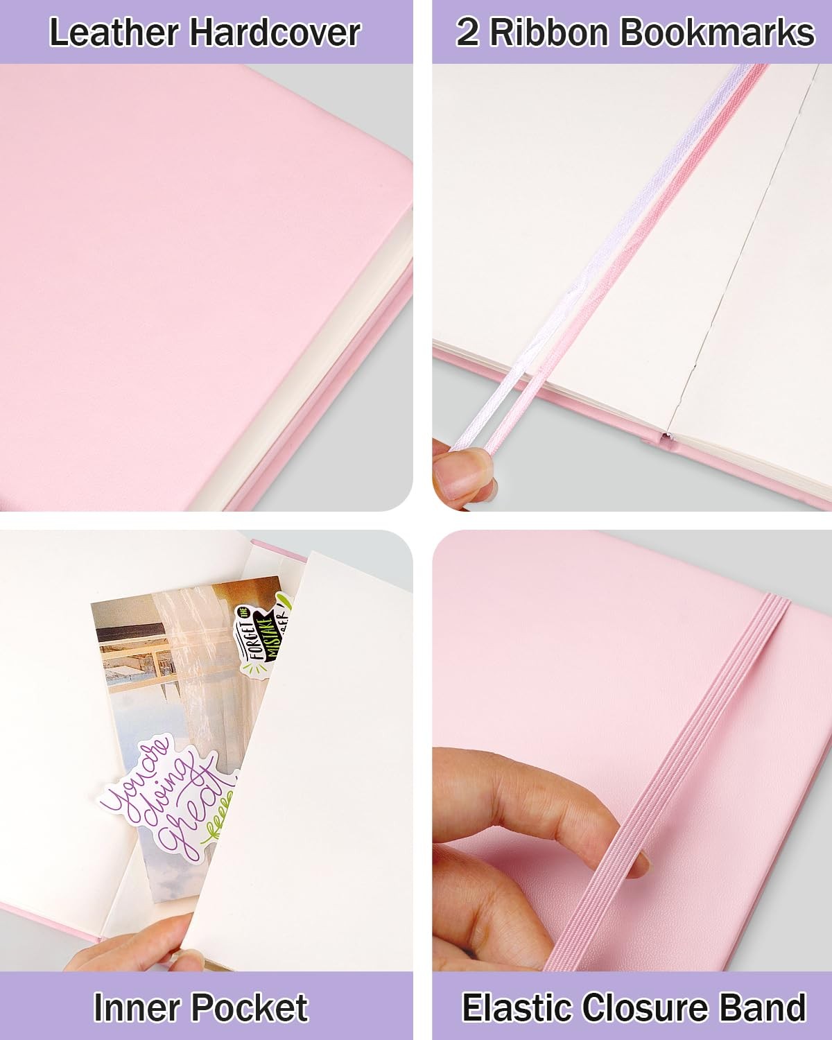 Dynta Blank Journal Notebooks for Women Men, 6 Packs A5 Hardcover 6 colors