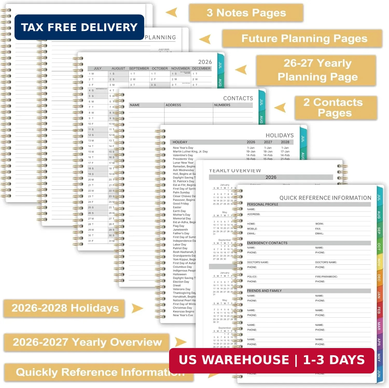 Appointment Book Planner 2026-2027 Daily Hourly 30-Min 9×11 Tabs Pocket