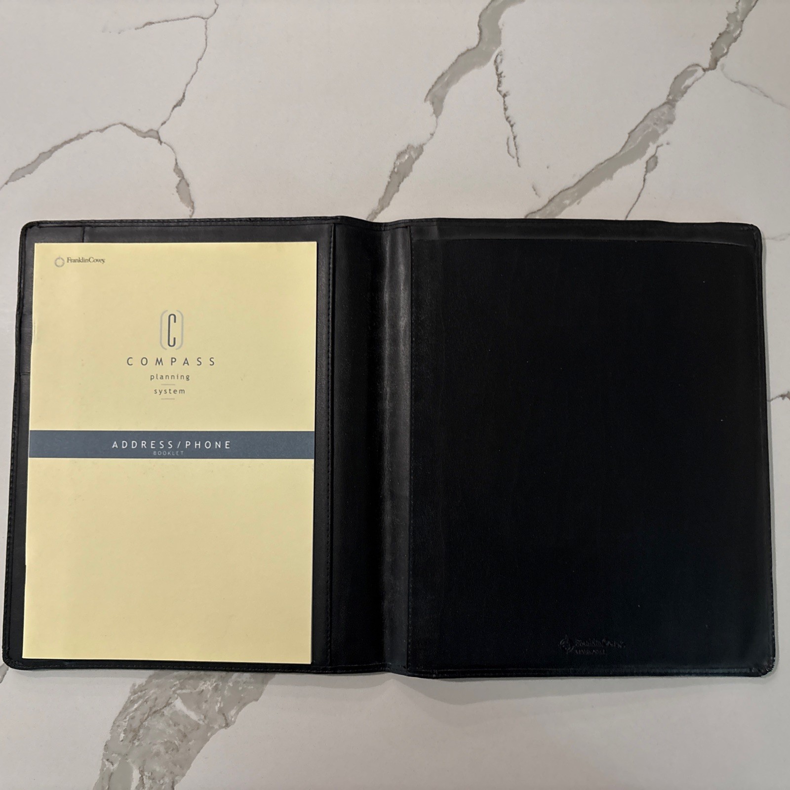 Franklin Covey Note Pad Folio Black Leather Organizer Cover 12″x 10″