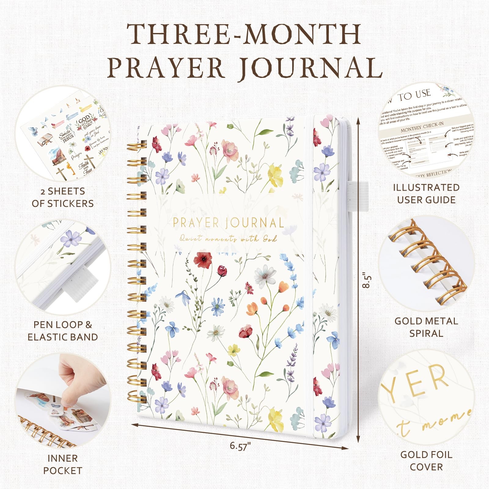 Prayer Journal for Women – Bible with 8.5″L x 6.57″W, Wild Flower
