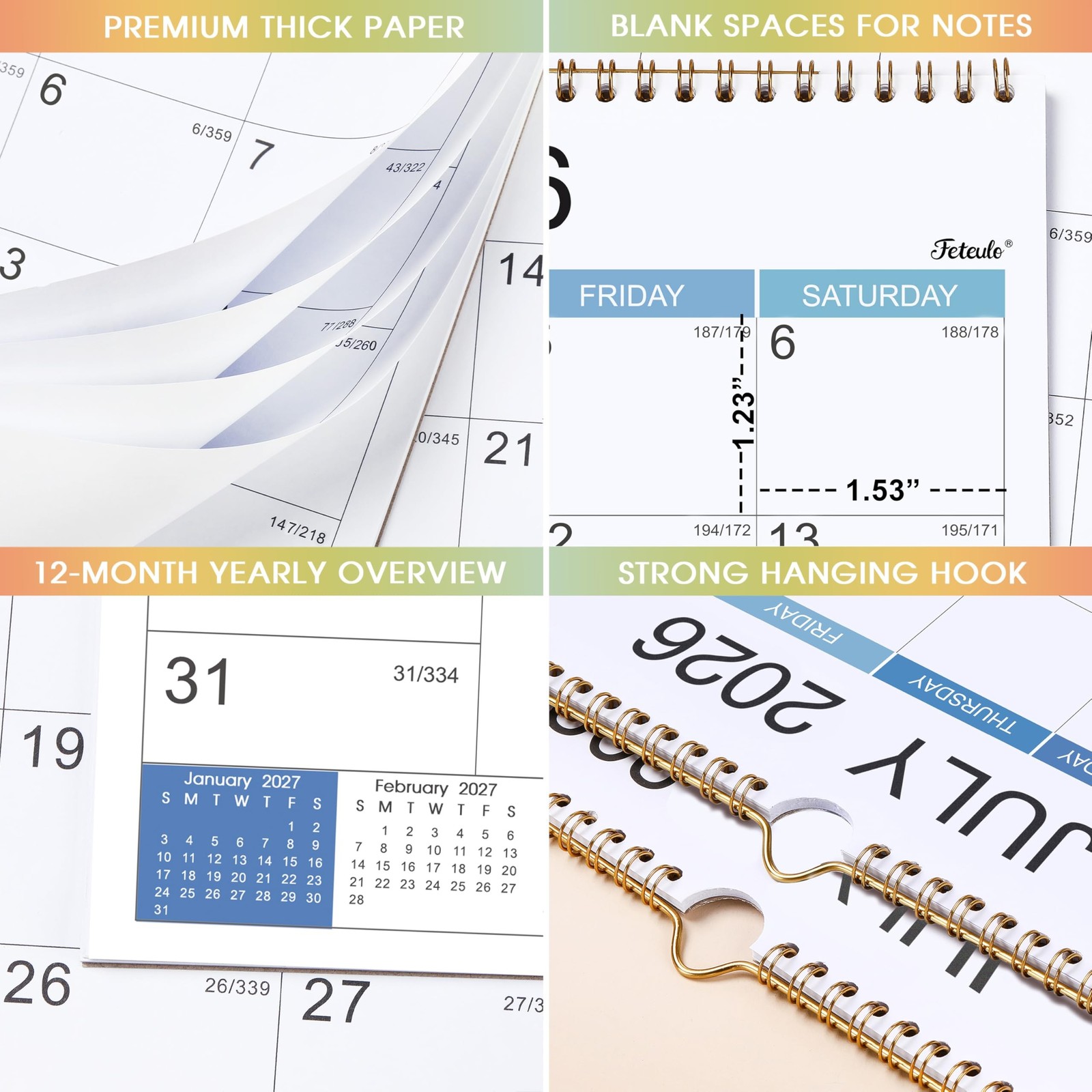 2026-2027 Wall Calendar – Jul 2026 – Dec 2027, 18 Monthly Hanging Calendar 20…